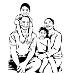 Example of a custom scroll saw family pattern with 4 faces. Digital design made from a personal photo