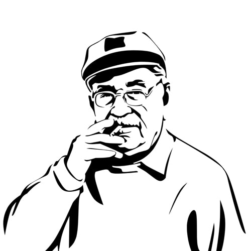 Example of a custom scroll saw pattern of an elderly man. Personalized digital portrait design from photo