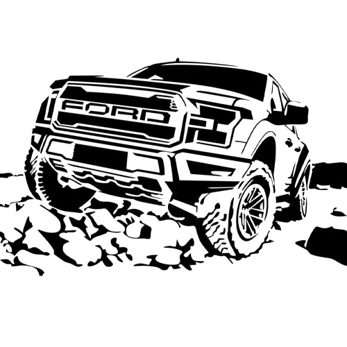 Example of a custom scroll saw pattern of a Ford truck. Digital vehicle design made from a photo