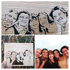 Custom wooden portrait of five family members. Handcrafted group carving from a personal photo